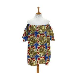 VICTORIA’S Secret Vintage Ruffle Navy Floral Sheer Top Size M